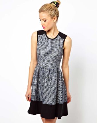 Asos Sleeveless Skater Dress in Colourblock - Lyst