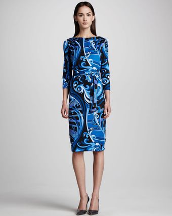 Emilio Pucci Marilyn Printed Silk Dress Blue - Lyst