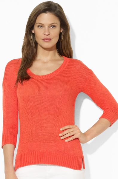 Lauren By Ralph Lauren Scoop Neck Sweater In Orange Phoenix Orange Lyst 