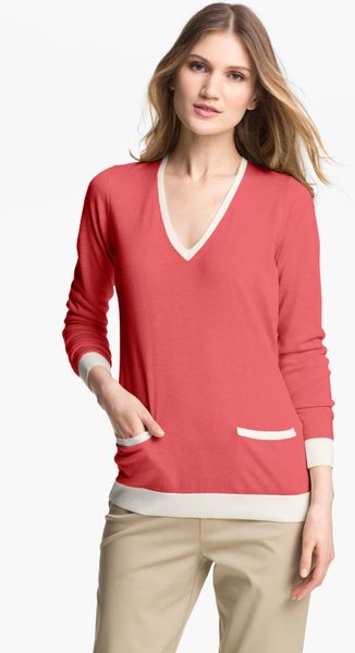 Nordstrom Collection Vneck Silk Cashmere Sweater in Pink (pink ...