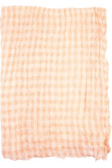Oscar de la Renta Ginham Crinkled Flax and Cashmereblend Scarf - Lyst