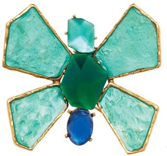 Oscar de la Renta Butterfly Resin Stone Shaped Brooch - Lyst