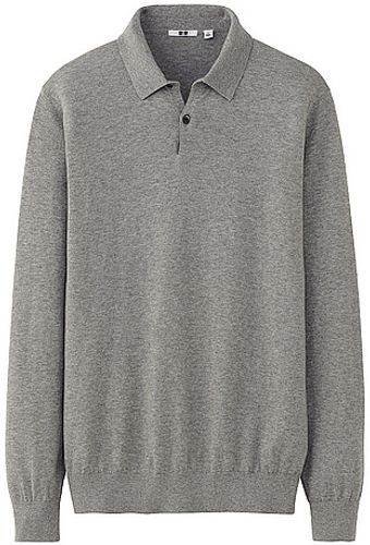Uniqlo Cotton Cashmere Polo Sweater - Lyst