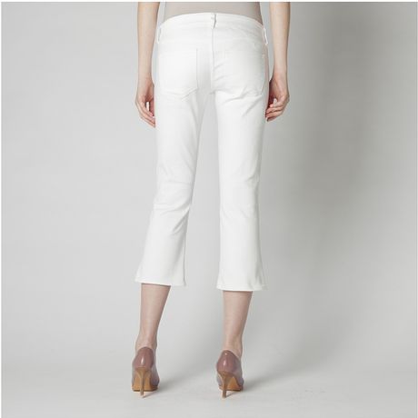 cropped flare white jeans