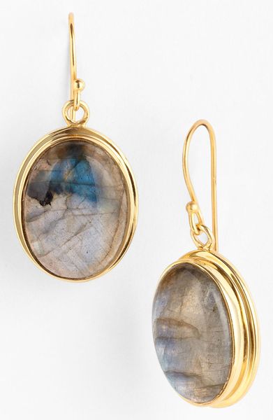 Argento Vivo Drop Earrings in Gold (gold/ labradorite)