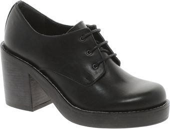 Asos Premium School Day Leather Mid Heels - Lyst
