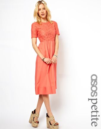 Asos Petite Exclusive Lace Midi Dress - Lyst