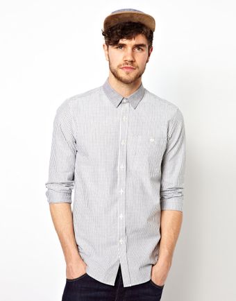 Asos Stripe Shirt with Contrast Collar - Lyst