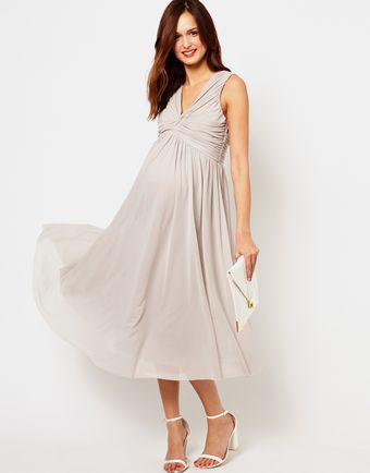 Asos  Midi Dress with Knot Front and V Back - Lyst