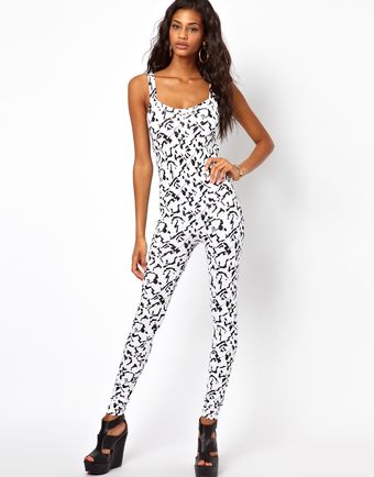 Asos Unitard in Fun Monchrome Print - Lyst