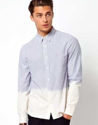 Asos Dip Dye Shirt with Ticking Stripe - Lyst