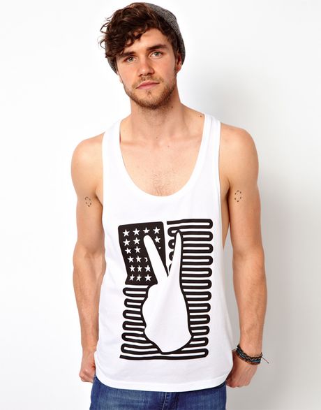 Asos Vest with Peace Usa Flag Print in White for Men | Lyst