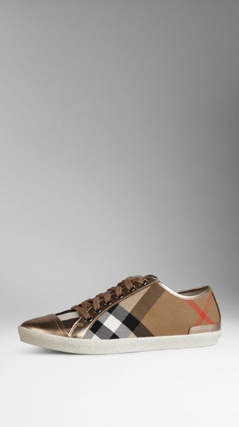 Burberry Check Canvas Trainers - Lyst