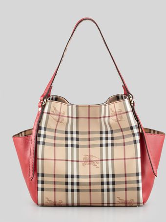 Burberry Small Check Canvas Tote Bag - Lyst