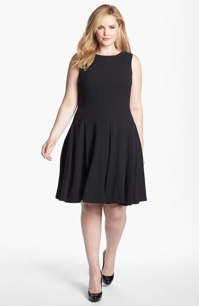 Calvin Klein Sleeveless Fit Flare Dress Plus In Black Atlantis Lyst 0828