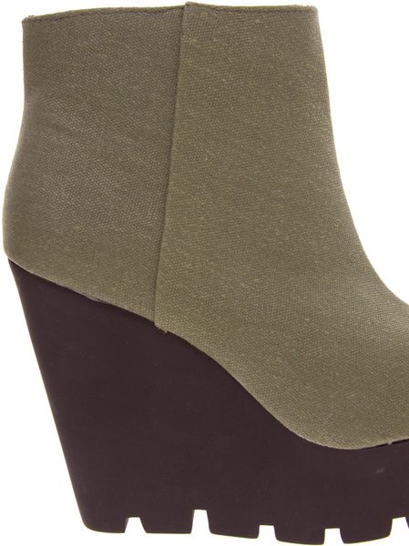 Cheap Monday Monolit Canvas Wedge Boot in Green (army) | Lyst