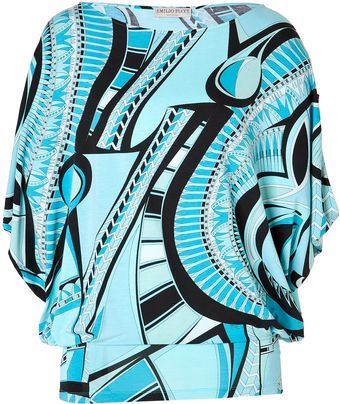 Emilio Pucci Printed Top in Turquoise - Lyst