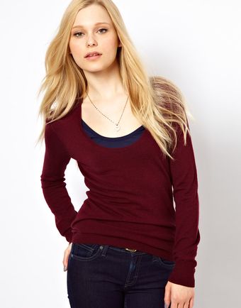 French Connection Scoop Neck Long Sleeved T-Shirt - Lyst