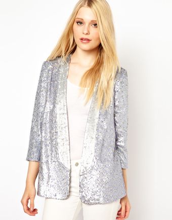 French Connection Sequin Drape Blazer - Lyst