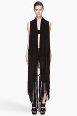 Gareth Pugh  Leather Tasseled Woven Silk Shawl