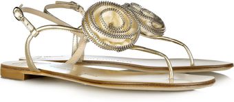 Giuseppe Zanotti Embellished Metallic Leather Sandals - Lyst