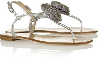 Giuseppe Zanotti Embellished Metallic Leather Sandals - Lyst