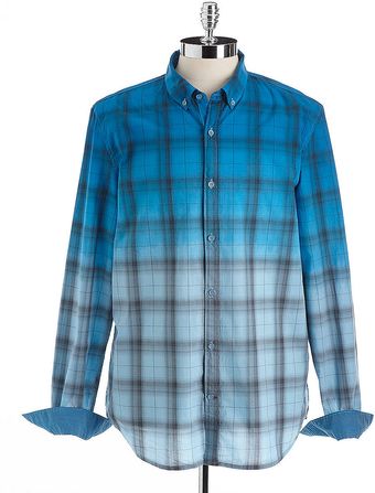 Guess Plaid Cotton Dip Dye Shirt - Lyst