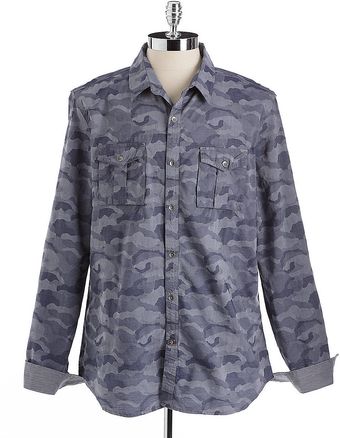 Guess Camouflage Buttondown Cotton Shirt - Lyst