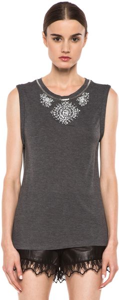 Haute Hippie Embellished Tank - Lyst