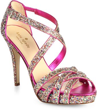 Kate Spade Ginger Glitter Satin Platform Sandals - Lyst