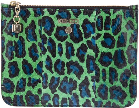 Kenzo Leopard Print Makeup Bag in Green (leopard) | Lyst