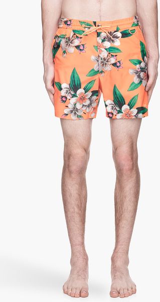 Marc By Marc Jacobs Fluorescent Orange Dempsey Floral Swim Shorts - Lyst