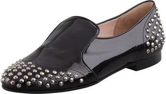 Miu Miu Studdetail Patent Loafer Black - Lyst