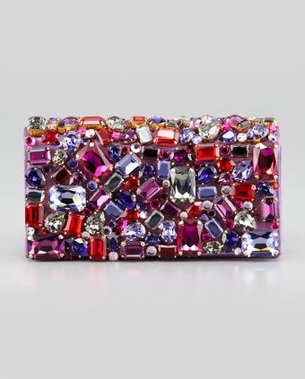 Prada Jeweled Satin Clutch Bag Purple - Lyst