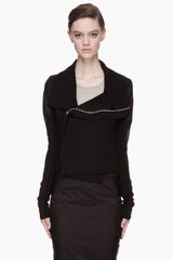 Rick Owens Black Leather trimmed Gold Medallion Biker Jacket