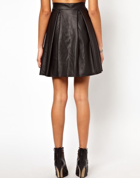 black high waist skater skirt