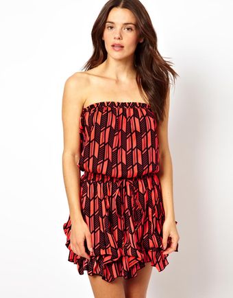 River Island Chevron Midi Hitch and Hike Beach Dress - Lyst