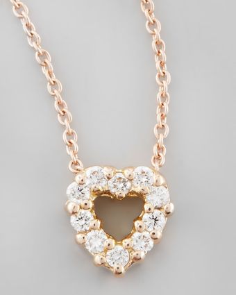 Roberto Coin Rose Gold Diamond Heart Pendant Necklace - Lyst