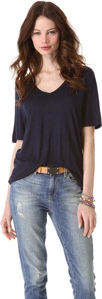 Three Dots Short Sleeve V Neck Tee - Lyst