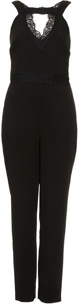Topshop Cut Out Lace Jumpsuit - Lyst