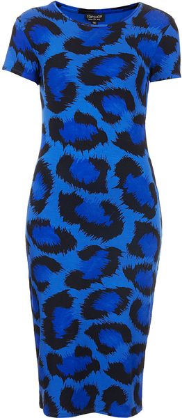Topshop Leopard Cutout Back Bodycon Dress - Lyst