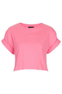 Topshop Roll Back Crop Tee - Lyst