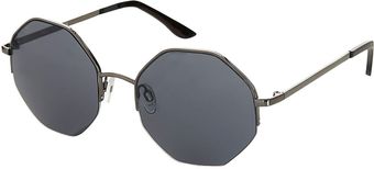 Topshop Hexagon Rimless Round Sunglasses - Lyst