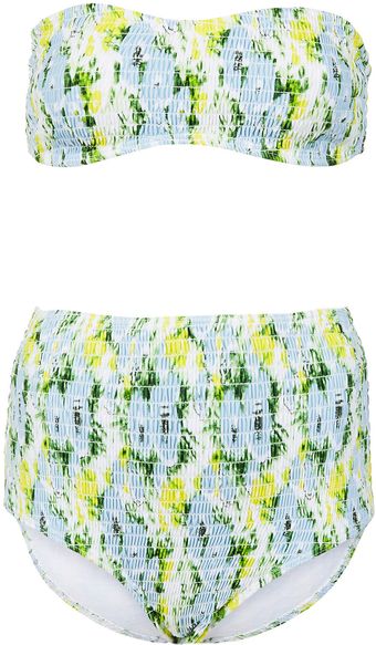 Topshop White and Blue Floral Bikini - Lyst