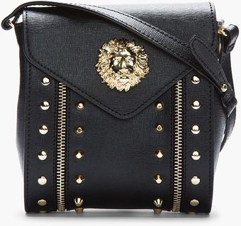 Versus  Black Quilt Print Leather Studded Bag - Lyst