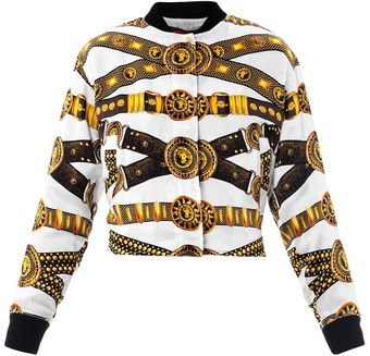 Versus  Chainprint Silk Bomber Jacket - Lyst