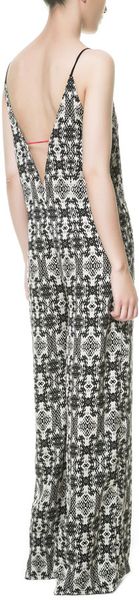 Zara Vneck Printed Jumpsuit - Lyst