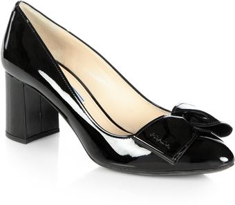Prada Patent Leather Bow Pumps - Lyst