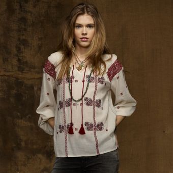 Ralph Lauren Embroidered Peasant Top - Lyst