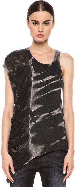 Raquel Allegra Deconstructed Jersey One Wing Tank in Xray Black - Lyst